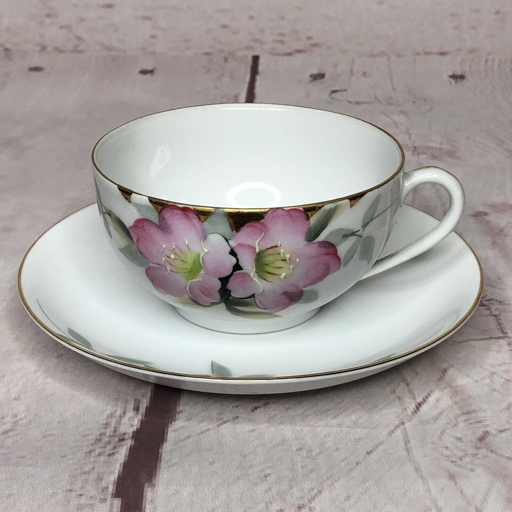 Vintage Hand Painted Noritake AZALEA Tea Cup & Saucer Floral Coffee‎